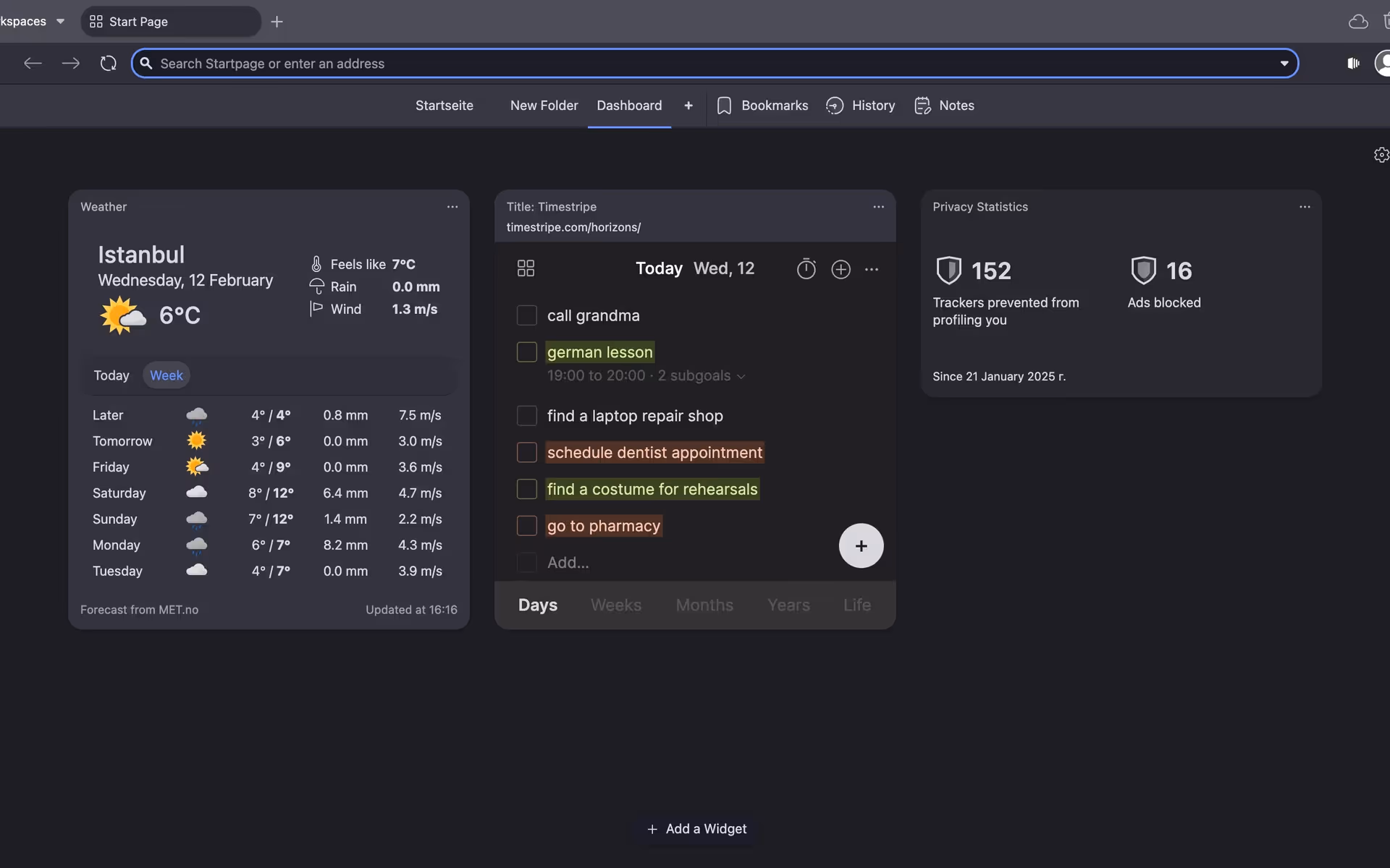 Timestripe widget | Timestripe