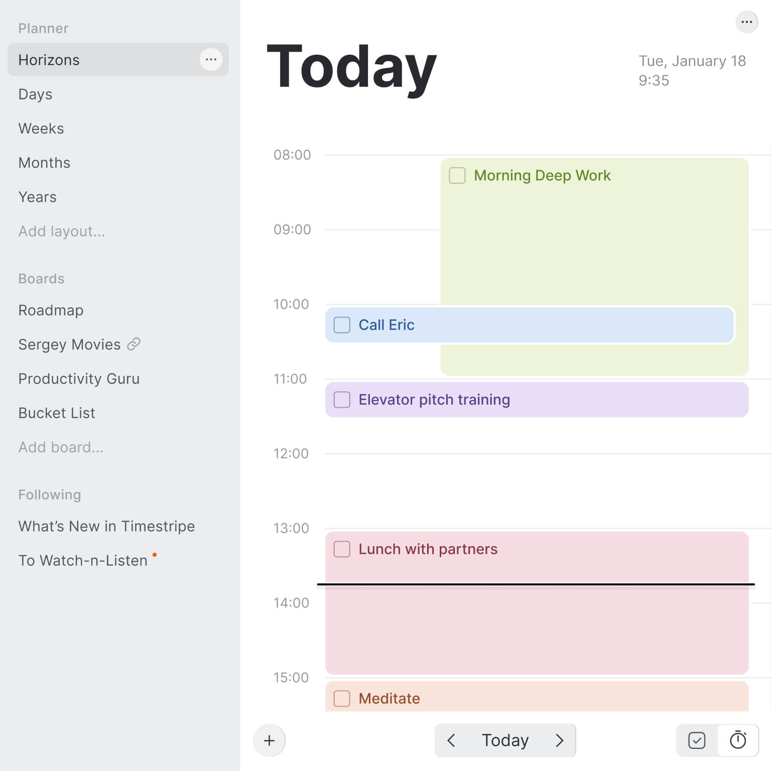 Timestripe sample calendar view